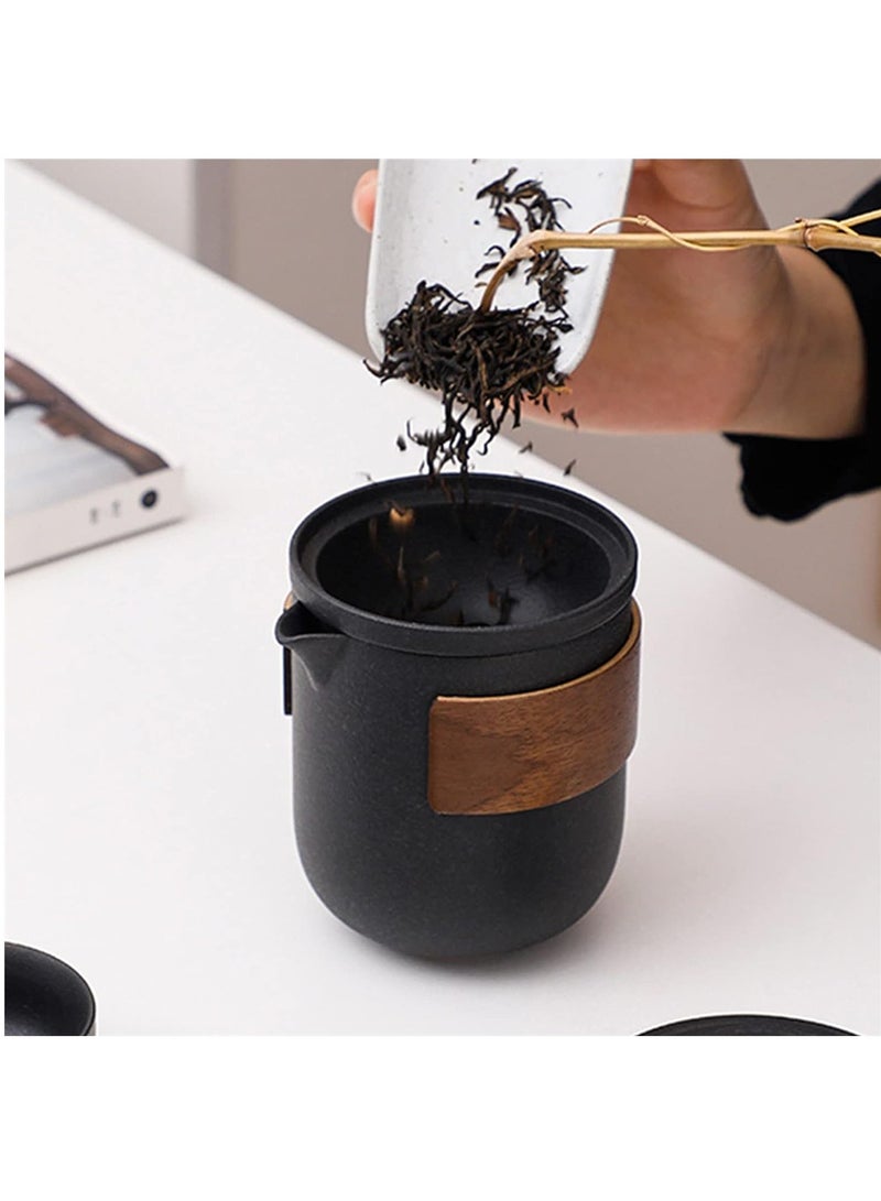 Excefore طقم شاي، طقم شاي صيني، طقم إبريق شاي كونغ فو، طقم شاي محمول للسفر من السيراميك مع 1 إبريق شاي و 4 أكواب تستخدم للشاي والقهوة، مناسب للمنزل، في الهواء الطلق، المكتب، كهدية للنساء - Image 5