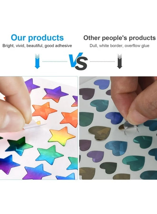 30Pcs Sparkly Holographic Star Stickers, Glitter Foil Heart Stickers for Kids Reward, Teacher Supplies & DIY Decoration - Image 4