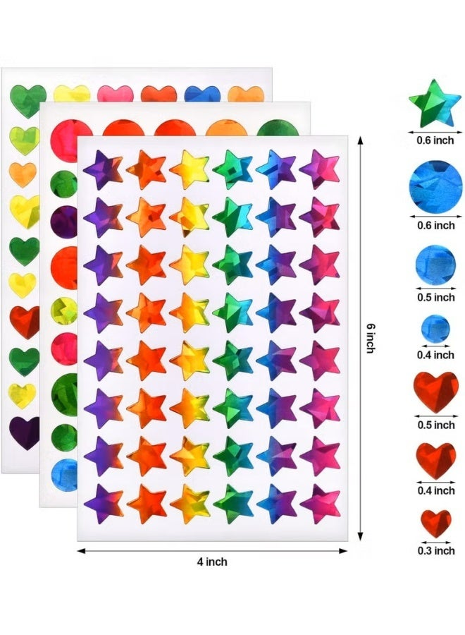 30Pcs Sparkly Holographic Star Stickers, Glitter Foil Heart Stickers for Kids Reward, Teacher Supplies & DIY Decoration - Image 2