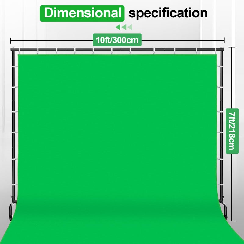 EMART 7x10ft Green Screen Backdrop Kit with Movable Stand, Large 9.5x9.5ft Photography Greenscreen Background Adjustable Frame with Wheels for Photo Shoot, Live Streaming, Video Recording - Image 2
