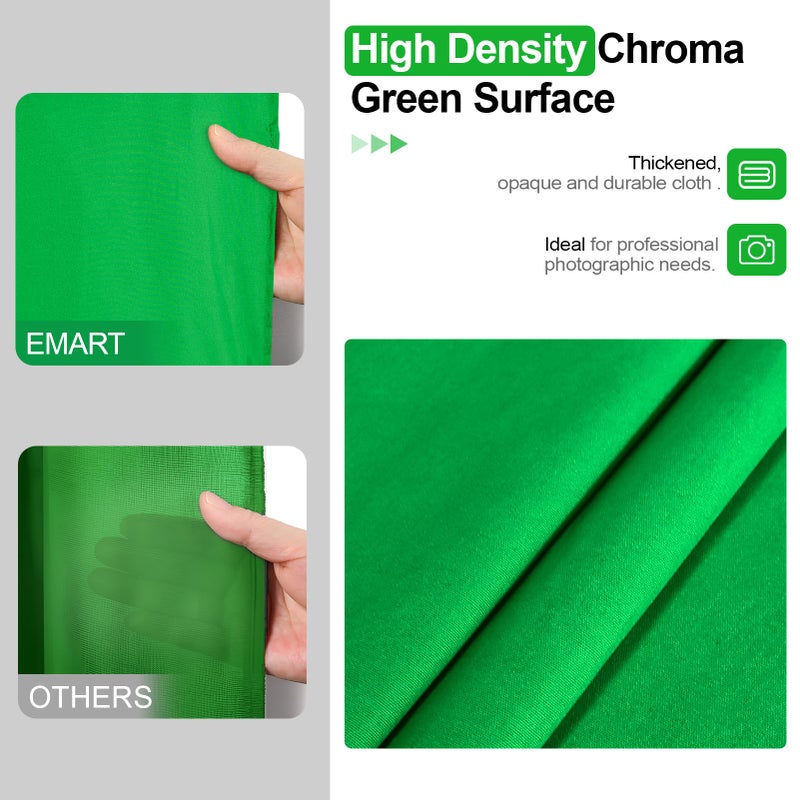 EMART 7x10ft Green Screen Backdrop Kit with Movable Stand, Large 9.5x9.5ft Photography Greenscreen Background Adjustable Frame with Wheels for Photo Shoot, Live Streaming, Video Recording - Image 4