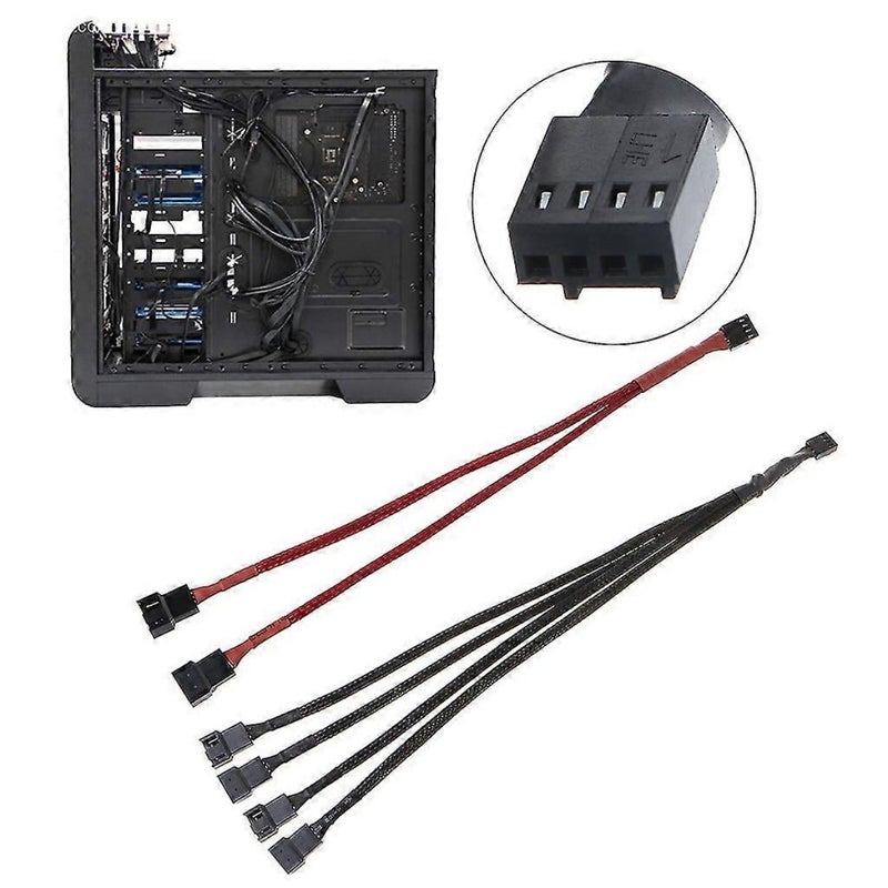PWM Splitter 4-Pin Black Sleeved Cable - Streamlined Cable Management Fan Hub for PC Cooling System Parts - Image 3