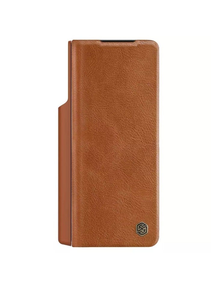 Nillkin SAMSUNG ZFold4- Nillkin QIN Pro Flip Case -Brown - Image 2