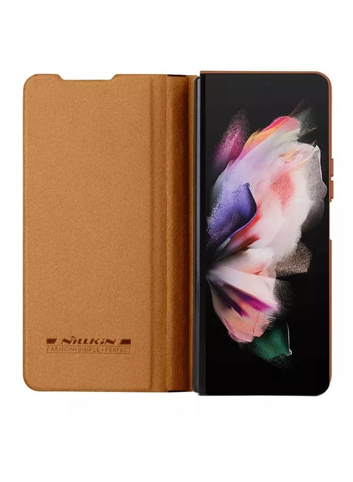 Nillkin SAMSUNG ZFold4- Nillkin QIN Pro Flip Case -Brown - Image 5