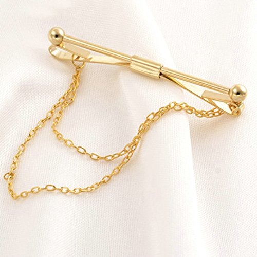 Geek-M 2PCS Tie Collar Bar Pin Set for Men - Classic Collar Clip with Hang Chain - Image 2