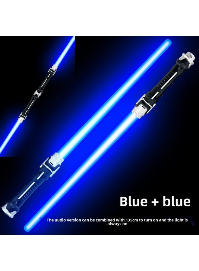 Laser Sword Retractable Lightsaber Two-in-one Seven-color Flash Stick Stall Export Special Logo-Color:18 Lights/Blue + Blue (audible)-no Battery  - Image 1