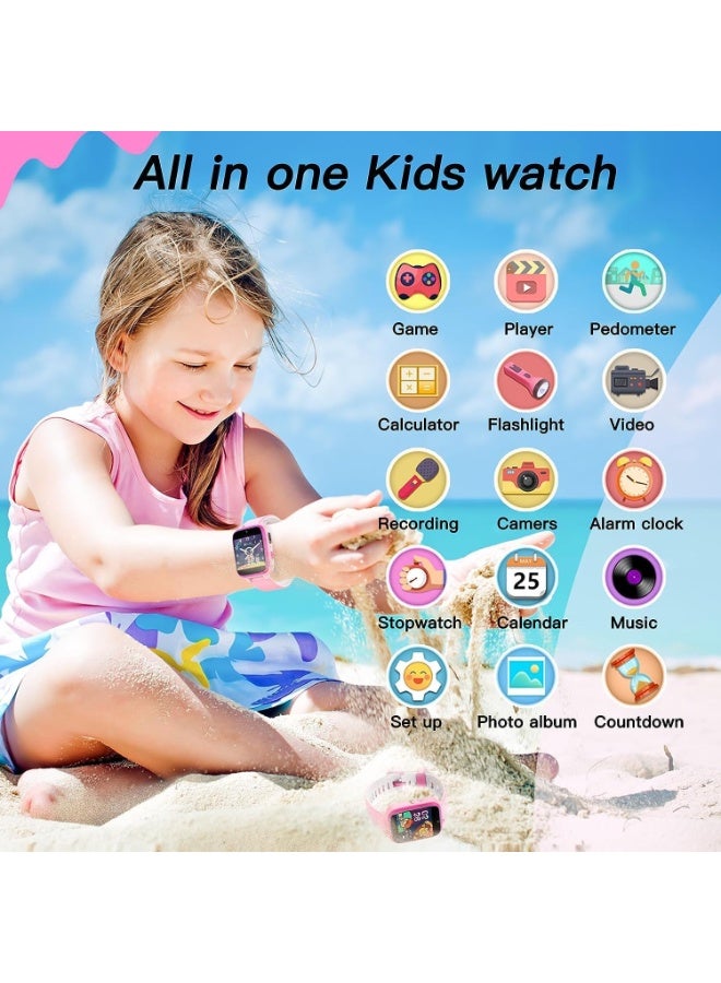 ZONEY Kids Camera Smartwatch,Game Watch Toy with Music Player, Kids Video Smart Watch with 16 Games, Flashlight,Alarm Clock,Pedometer, Birthday Gift for Boys Girls (Pink) - Image 5