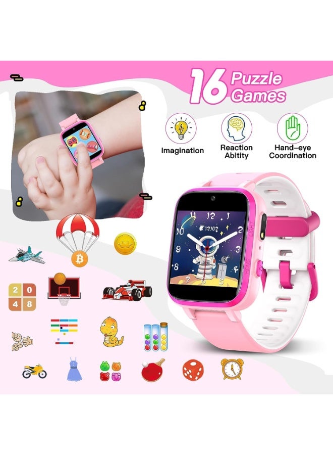 ZONEY Kids Camera Smartwatch,Game Watch Toy with Music Player, Kids Video Smart Watch with 16 Games, Flashlight,Alarm Clock,Pedometer, Birthday Gift for Boys Girls (Pink) - Image 3