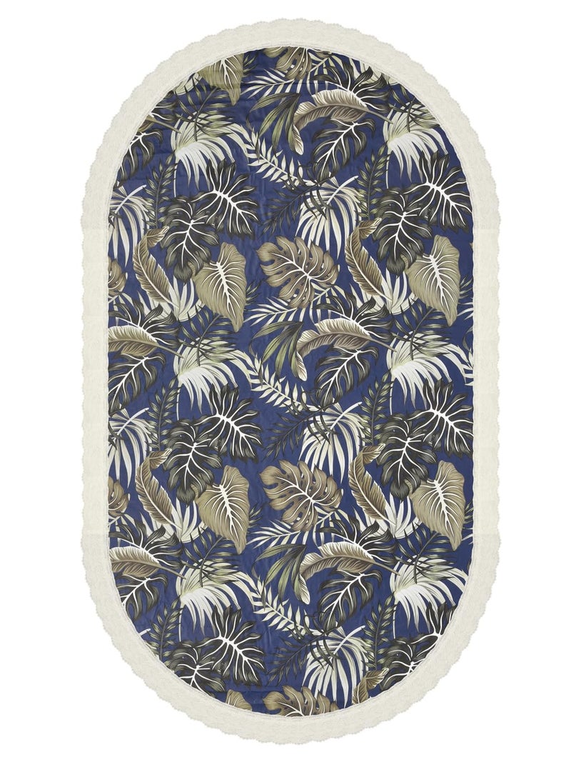 Clasiko 6 Seater Oval Dining Table Cover; 60x90 Inches or 152x228 Cms; Material - PVC; Shape - Oval; Pack of 1; Anti Slip; Blue White Flowers 69048 - Image 4