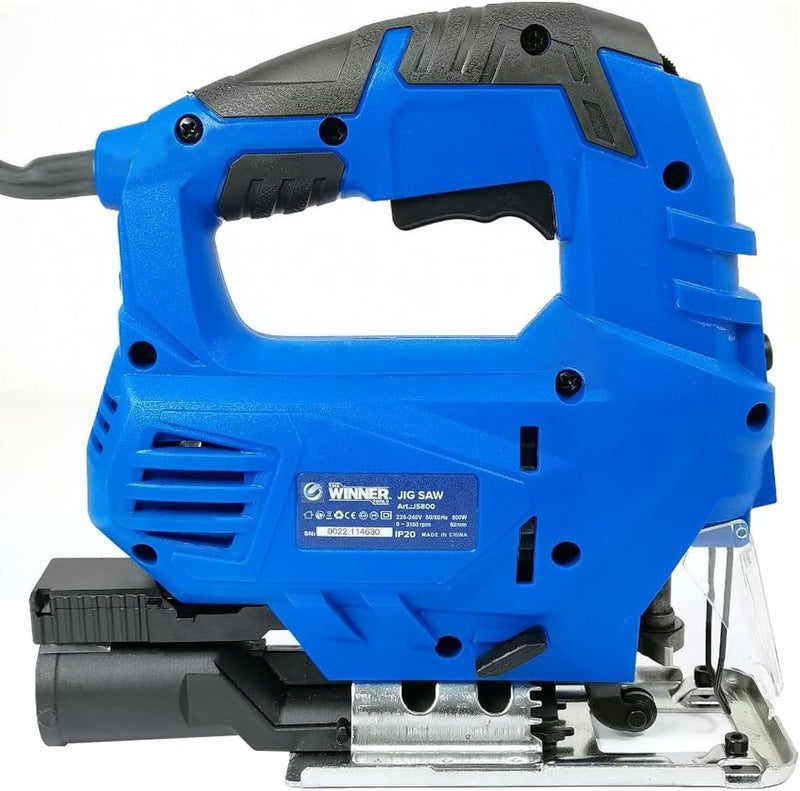 منشار بانوراما من Winner Tools Js800 بقوة 800 واط، قطر القطع 80 مم، تصميم مضغوط، خفيف الوزن، منخفض الاهتزاز، قاعدة فولاذية مزدوجة الجدار، يتضمن ملحقات - Image 1