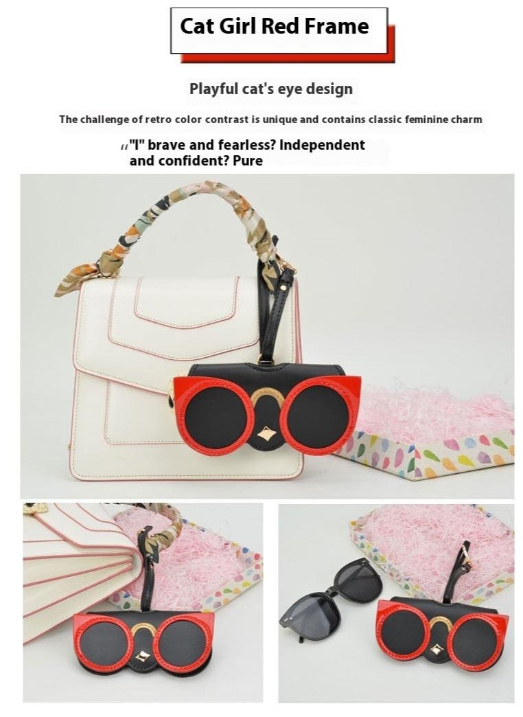 Y&D Soft Leather Sunglasses Bag Eyeglass Case,Portable Slim Travel Sunglasses Pouch,Anti-Stress Sun Glasses Storage Bag With Lanyard,Glasses Protective Case,Spectacle Case  - Image 2