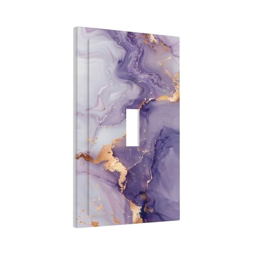 Sghxwp Decorative Light Switch Plate Covers Modern Abstract Purple Gold Marble Texure 1 Gang Wall Plate Single Toggle Switch Cover Plate Jumbo Electrical Switchplate Receptacle Faceplate - Image 1