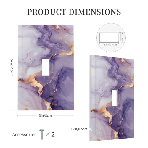 Sghxwp Decorative Light Switch Plate Covers Modern Abstract Purple Gold Marble Texure 1 Gang Wall Plate Single Toggle Switch Cover Plate Jumbo Electrical Switchplate Receptacle Faceplate - Image 4