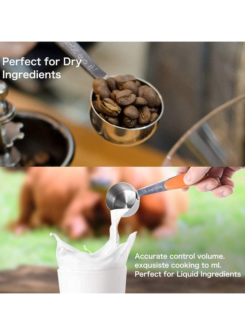 10 PCS Measuring Cups and Spoons Set Stainless Steel Stackable for Dry and Liquid Ingredients with Soft Handles Kitchen Baking Cooking Solid Sturdy Metal Measuring Cup Set - Image 3