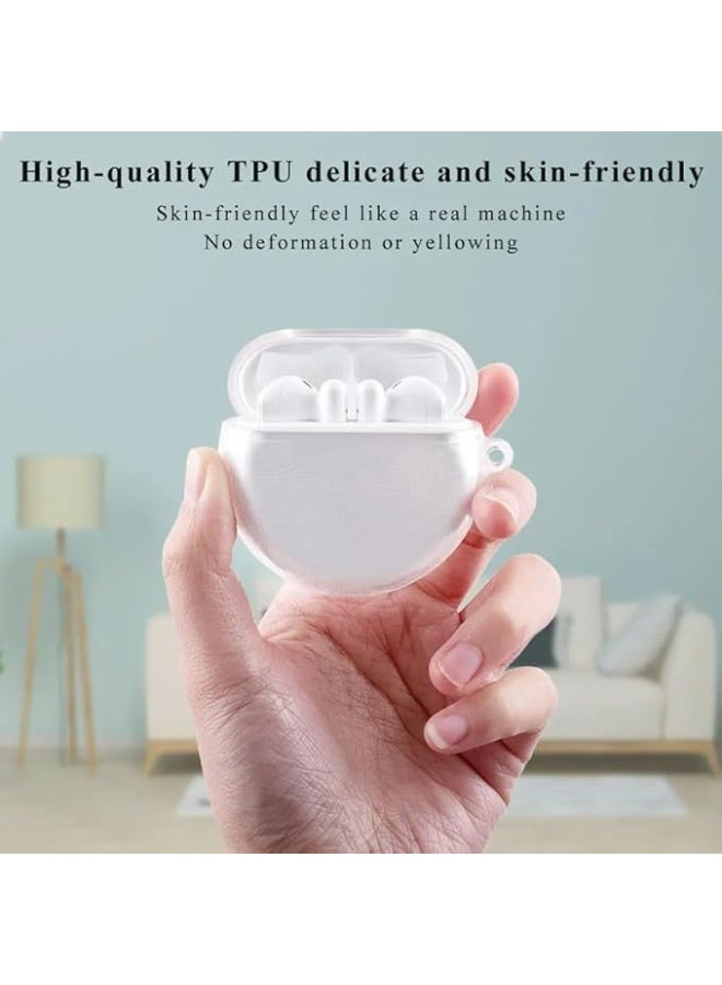 Cover Compatible with Huawei Freebuds 6i Case Cover Clear Soft TPU Shockproof Case Full Body Transparent Protective Cover with Keychain Anti Lost (Clear) - Image 2