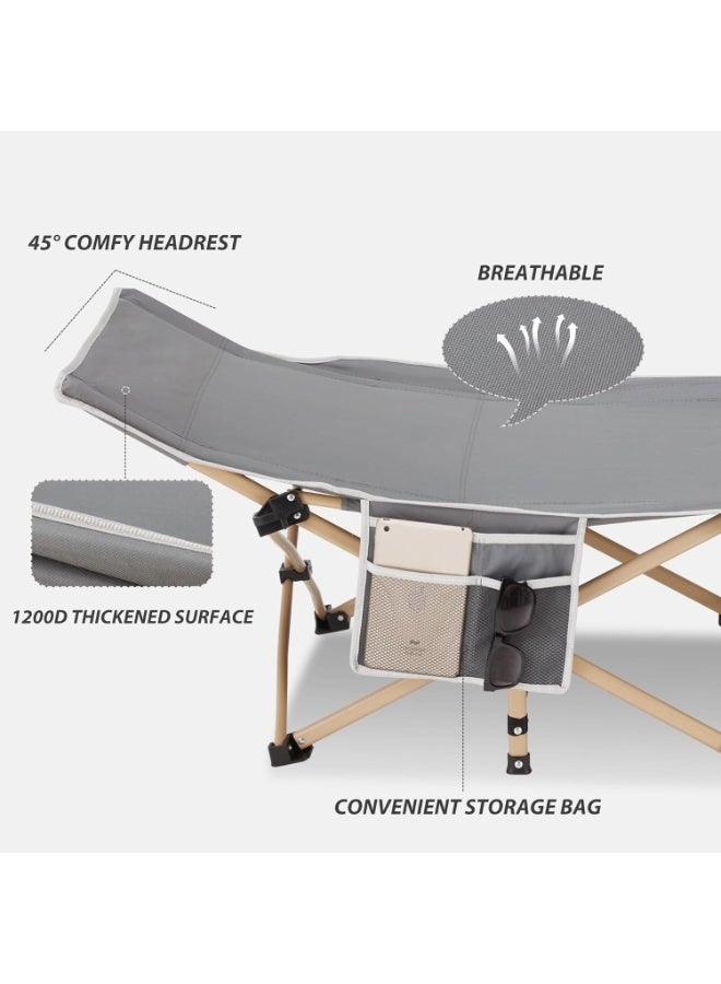 Soofam Folding Camping Cot for Sleeping, Portable Cots for Adults, Heavy Duty Cot Bed 550LBS(Max Load), Extra Wider Cots with Large Pocket for Outdoor, Office, Beach - Image 5