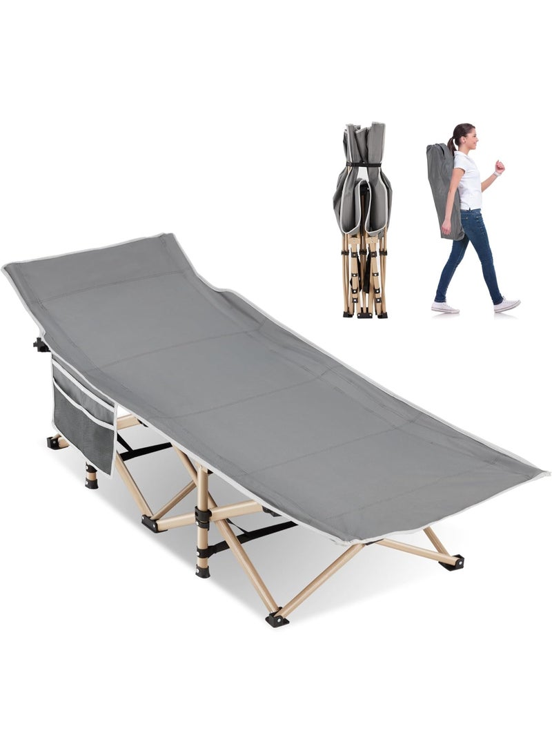 Soofam Folding Camping Cot for Sleeping, Portable Cots for Adults, Heavy Duty Cot Bed 550LBS(Max Load), Extra Wider Cots with Large Pocket for Outdoor, Office, Beach - Image 1