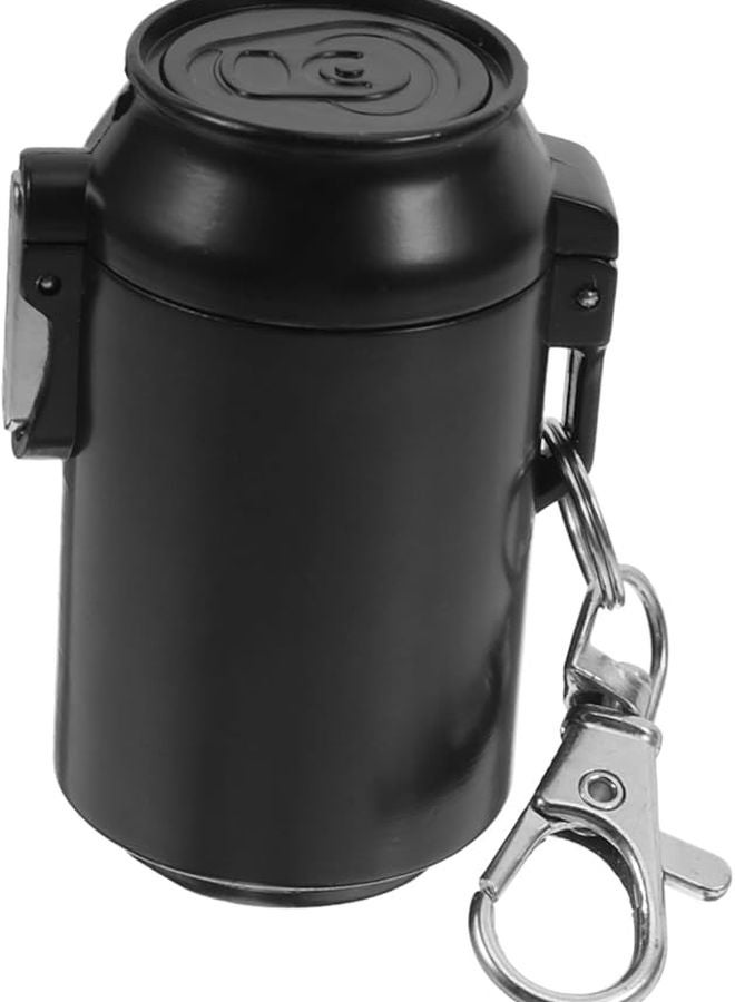 منفضة سجائر محمولة بدون دخان مع غطاء مقاوم للرياح ومحكم الإغلاق للسفر الخارجي والسيارة والمكتب باللون الأسود - Image 1