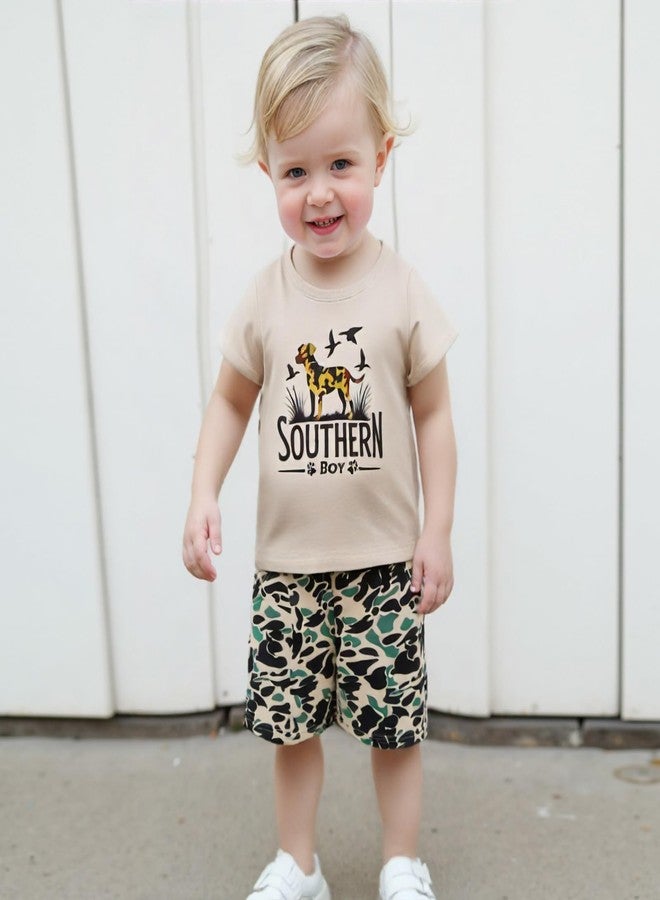 Owl's-Yard Toddler Baby Boy Summer Clothes Short Sleeve T-shirts Elastic Waist Shorts Baby Boy Summer Clothes (A-Brown, 12-18 Months) - Image 3