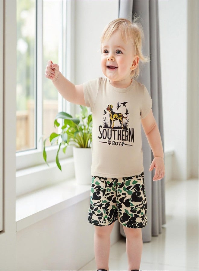 Owl's-Yard Toddler Baby Boy Summer Clothes Short Sleeve T-shirts Elastic Waist Shorts Baby Boy Summer Clothes (A-Brown, 12-18 Months) - Image 2