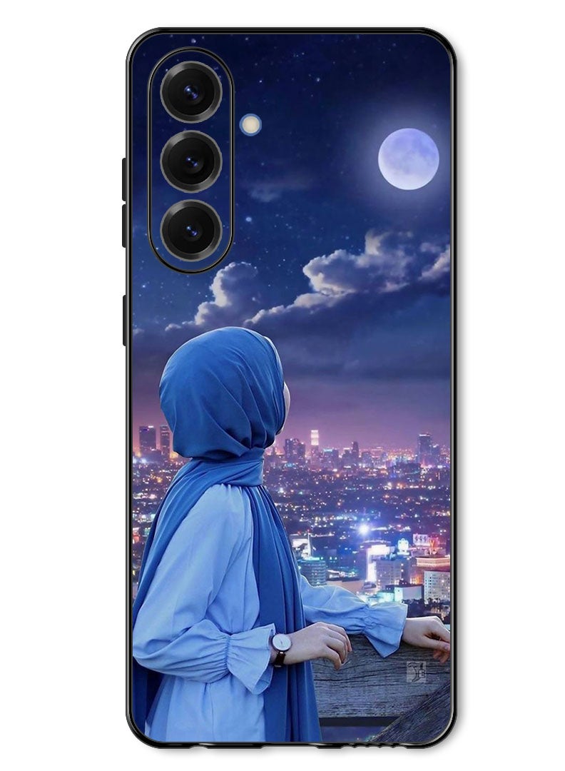 Theodor Case Compatible with Samsung Galaxy A17/ M17 6.7 Inch Protection Shockproof Bumper Cover Hijab Girl Looking at Moon - Image 1