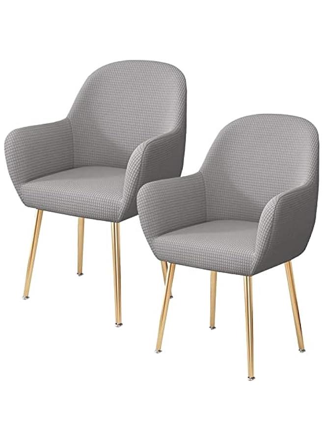 Beauenty Kitchen Dining Room Curved Back Chair Covers Slipcovers With Arms, Kitchen Office Chair Slipcover Dining Chair Protector Covers for Bar Home,D,2pcs - Image 2