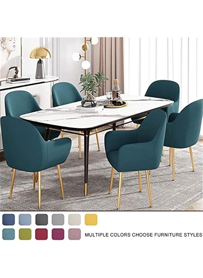 Beauenty Kitchen Dining Room Curved Back Chair Covers Slipcovers With Arms, Kitchen Office Chair Slipcover Dining Chair Protector Covers for Bar Home,D,2pcs - Image 3