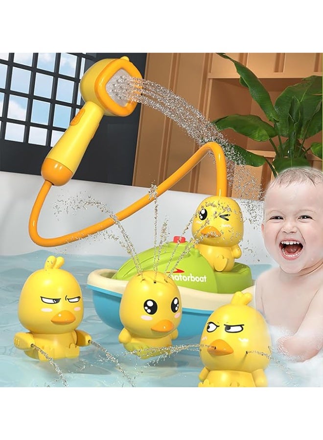 عربست ألعاب استحمام البط للطفل الصغير، لعبة رذاذ الماء الكهربائية لحوض الاستحمام للرضع، هدية مسبح للأطفال الرضع، هدية للأطفال فوق 18 شهرًا صبي وفتاة أكبر من 18 شهرًا، أصفر - Image 1