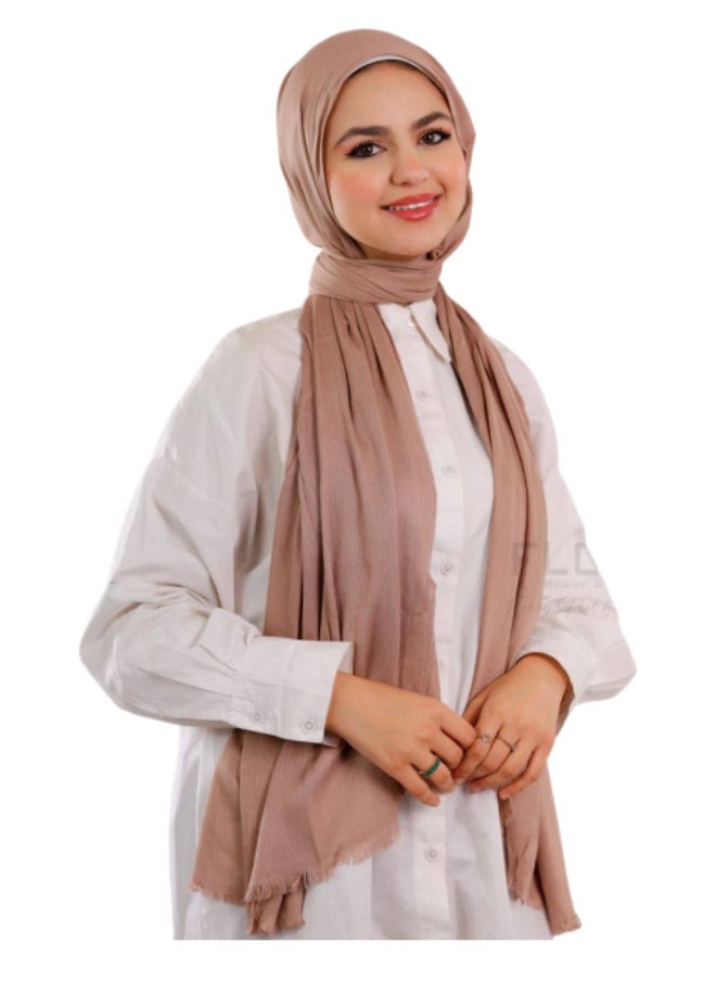Generic Plain Modal Shawl 100% Cotton | Size 2 m x 75 cm | Coffee Color Soft and Light Material for Hijabis - Multiple Colors  - Image 2