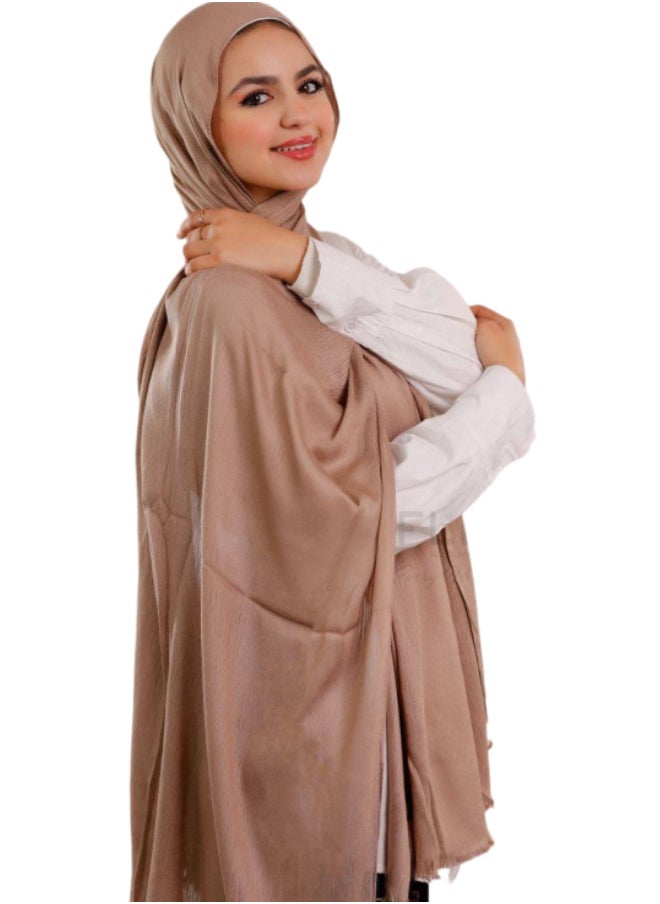 Generic Plain Modal Shawl 100% Cotton | Size 2 m x 75 cm | Coffee Color Soft and Light Material for Hijabis - Multiple Colors  - Image 1