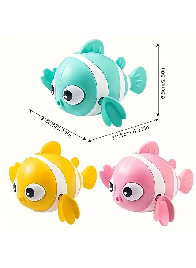 Set Of 3 Little Playing Water Toy Clown Fish - Wind-Up Fish Bath Toys - Self-Propelled Swimming Action For Bathtub & Pool Fun, Battery-Free, Perfect For Gifts - Summer Bathroom Bath Toy - Image 2