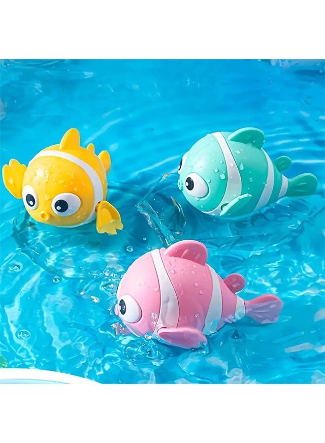 Set Of 3 Little Playing Water Toy Clown Fish - Wind-Up Fish Bath Toys - Self-Propelled Swimming Action For Bathtub & Pool Fun, Battery-Free, Perfect For Gifts - Summer Bathroom Bath Toy - Image 3
