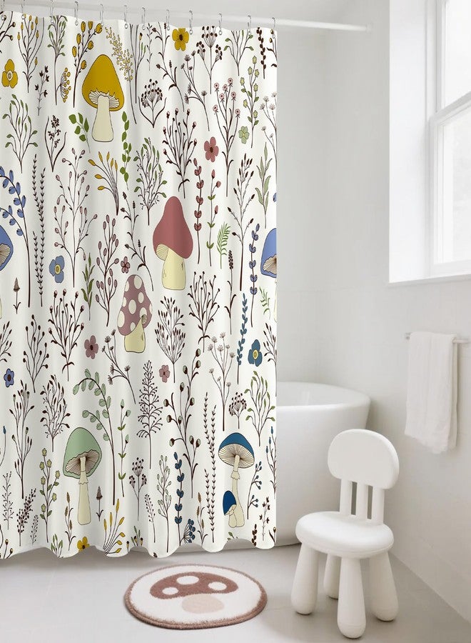 BayNook Cute Mushroom Funny Shower Curtain, Colorful Cartoon Kids Fabric Shower Curtains for Bathroom, Cool Trendy Retro Cottagecore Shower Curtain Set with Hooks, 72x72 - Image 2
