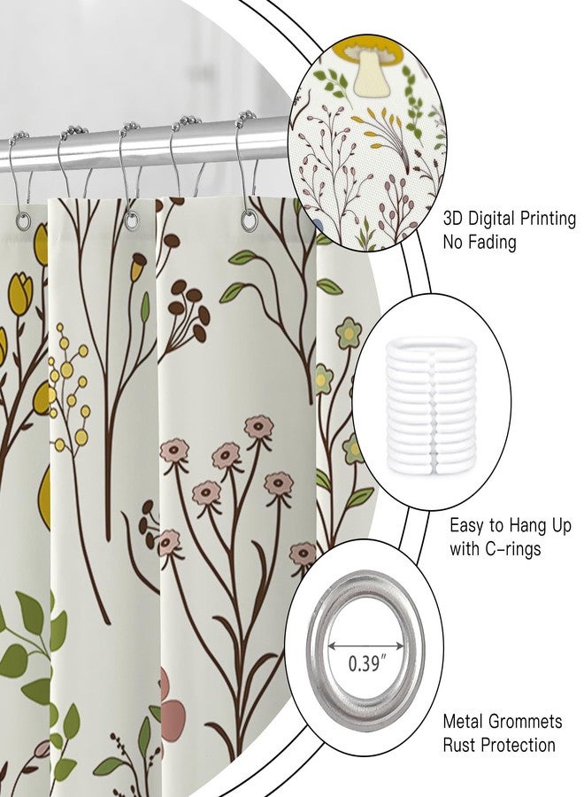BayNook Cute Mushroom Funny Shower Curtain, Colorful Cartoon Kids Fabric Shower Curtains for Bathroom, Cool Trendy Retro Cottagecore Shower Curtain Set with Hooks, 72x72 - Image 5