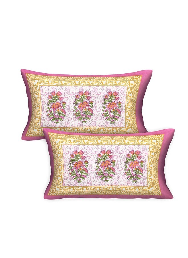 RajasthaniKart RajasthaniKart® Pure 100% Cotton Double Bed Sheet with 2 Pillow Covers (Bedsheet for Double Bed Cotton, Pink, Paisley)  - Image 4