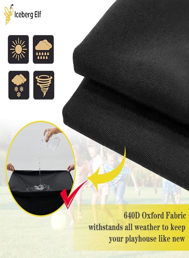 Iceberg Elf Playhouse cover, Outdoor wooden kids playhouse covers, 57" L x 57" W x 63" H, Waterproof, Sun Protection dust, Easy to put on with side zipper, 640D Heavy duty oxford fabric, (Black) - Image 4