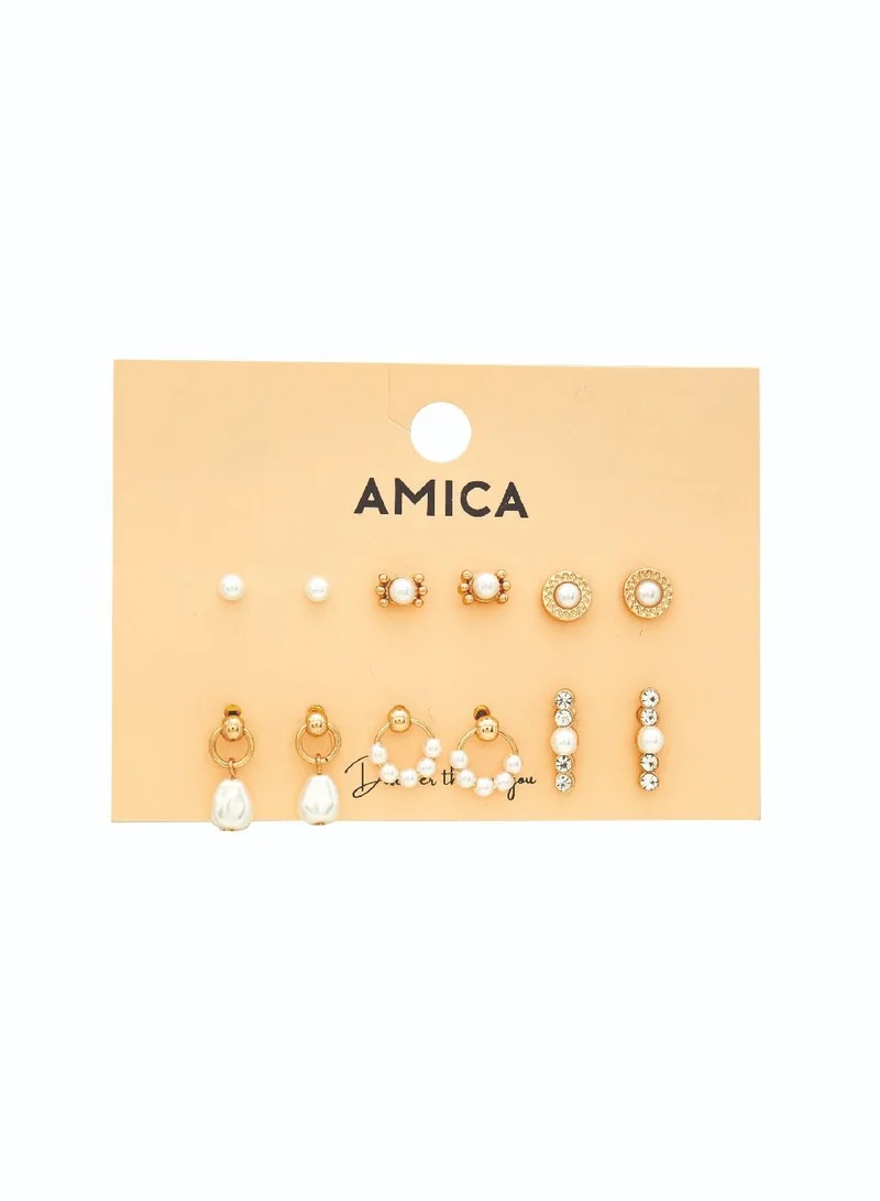AMICA Assorted Set of 6 Pearl Earrings