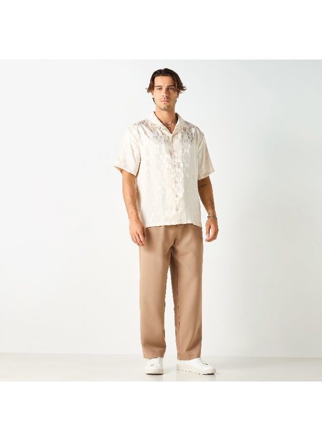 Iconic Iconic All-Over Textured Camp Collar Shirt with Short Sleeves  - Image 4