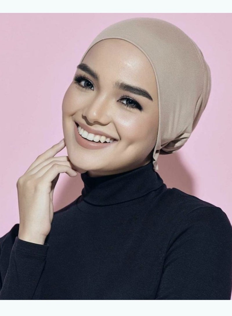 برفكتوري قبعة عمامة نسائية من الجيرسي مع رباط للإغلاق، وغطاء رأس إسلامي - قهوة  - Image 4