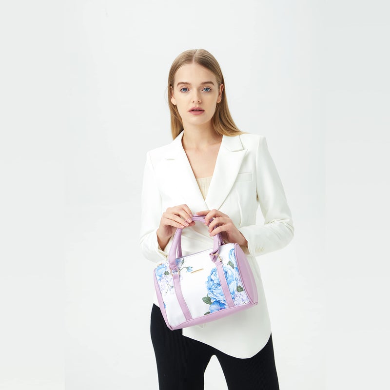 2E-youth Women Designer Purses And Handbags Set Satchel Shoulder Bags Tote Bags 6pcs Wallets (purple&white) - Image 3