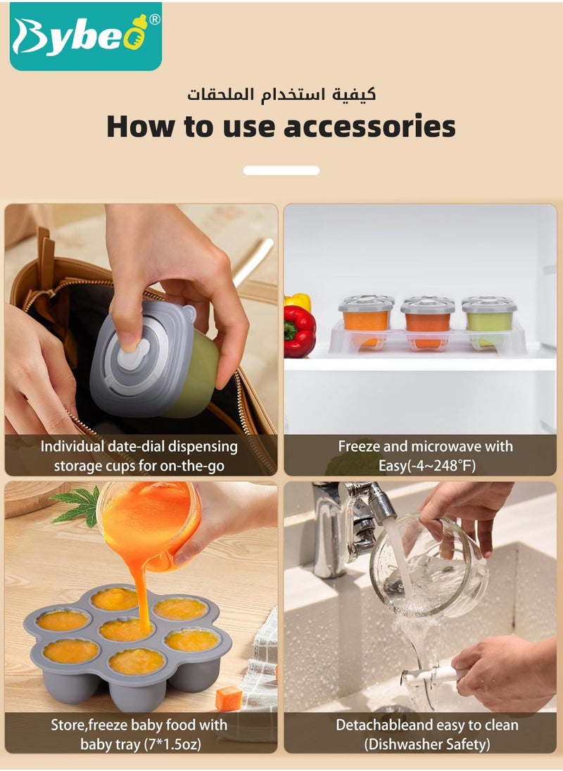Bybeo - 20-in-1 Baby Food Maker, Babies Foods Processor Gift Sets for Infant Fruit, Vegetables, Meat, Toddler Foods Blender with Baby Food Containers, Freezer Tray, Silicone Spoons and Spatula - Image 1