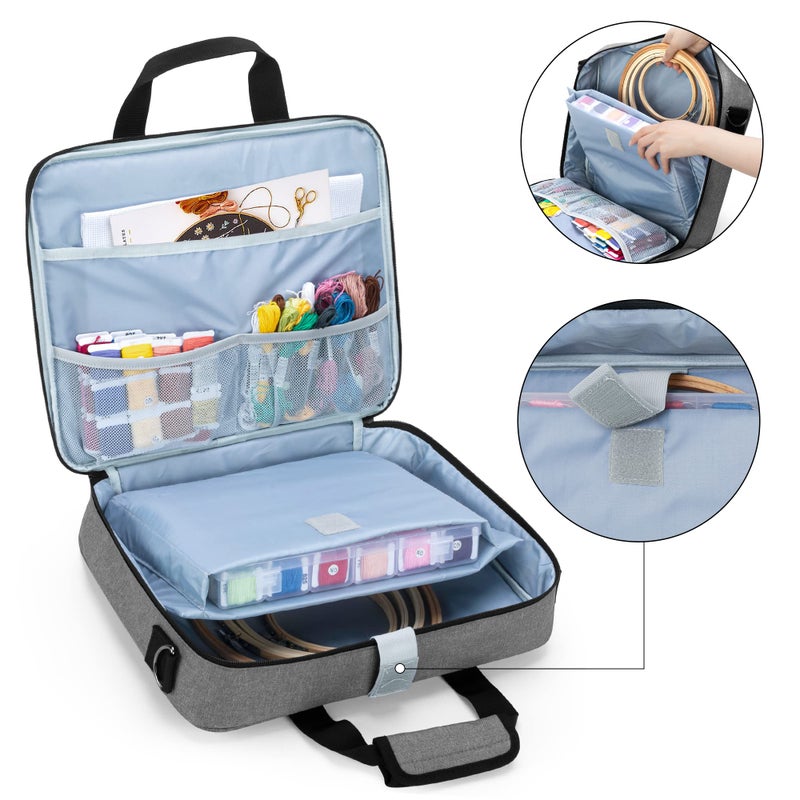 LUXJA LUXJA Embroidery Project Bag, Embroidery Kits Storage Bag (Bag Only), Gray  - Image 3