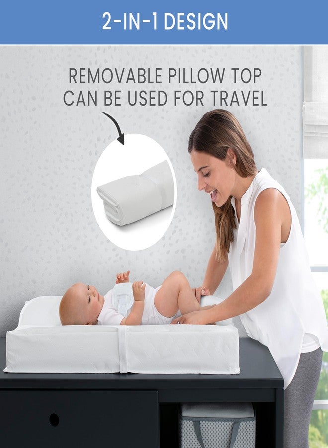 Delta Children 2-in-1 Deluxe Pillow Top Changing Pad & Portable Changing Mat, White - Image 2