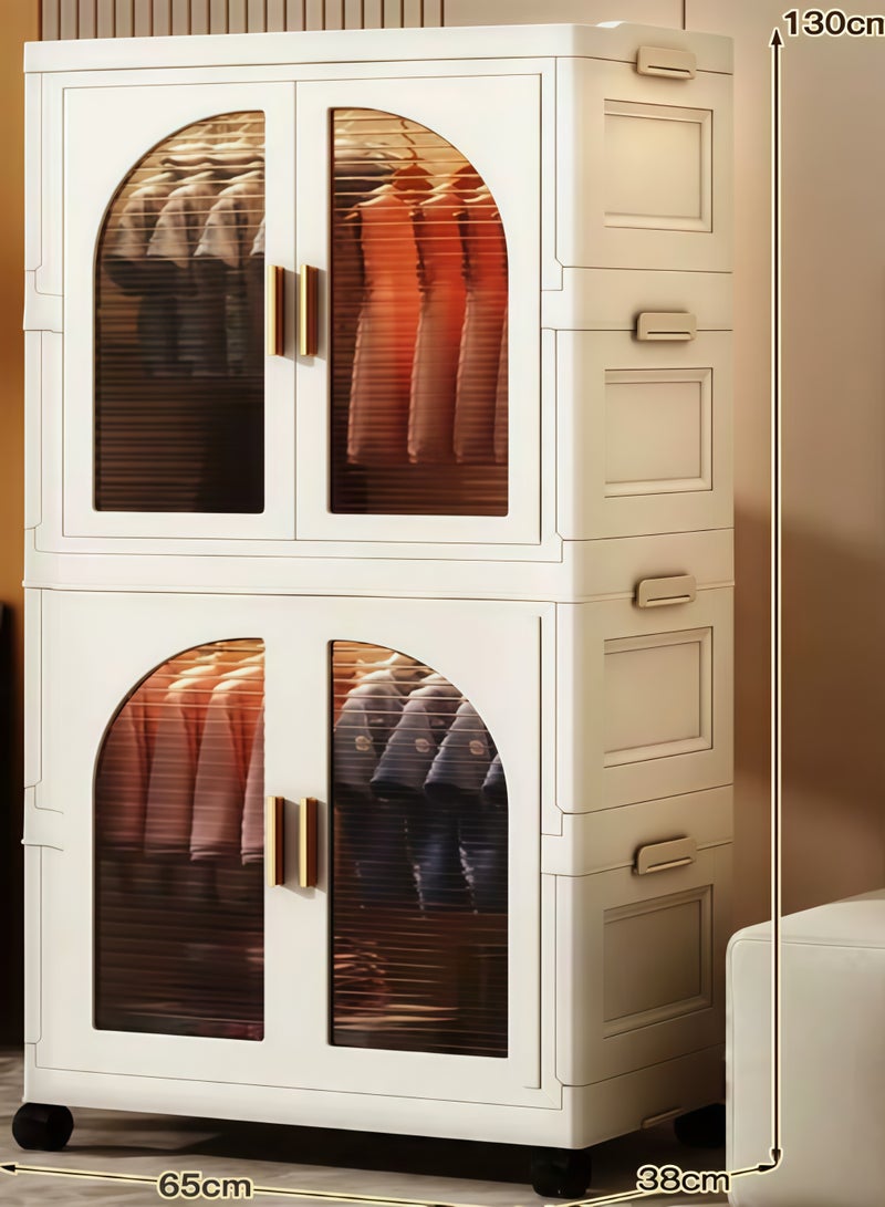 خزانة ملابس للأطفال، متعددة الوظائف وسعة كبيرة، ارتفاع قابل للتعديل، خزانة تخزين قابلة للتوسيع مع حجرات تخزين، مناسبة لغرف نوم الأولاد والبنات. - Image 1