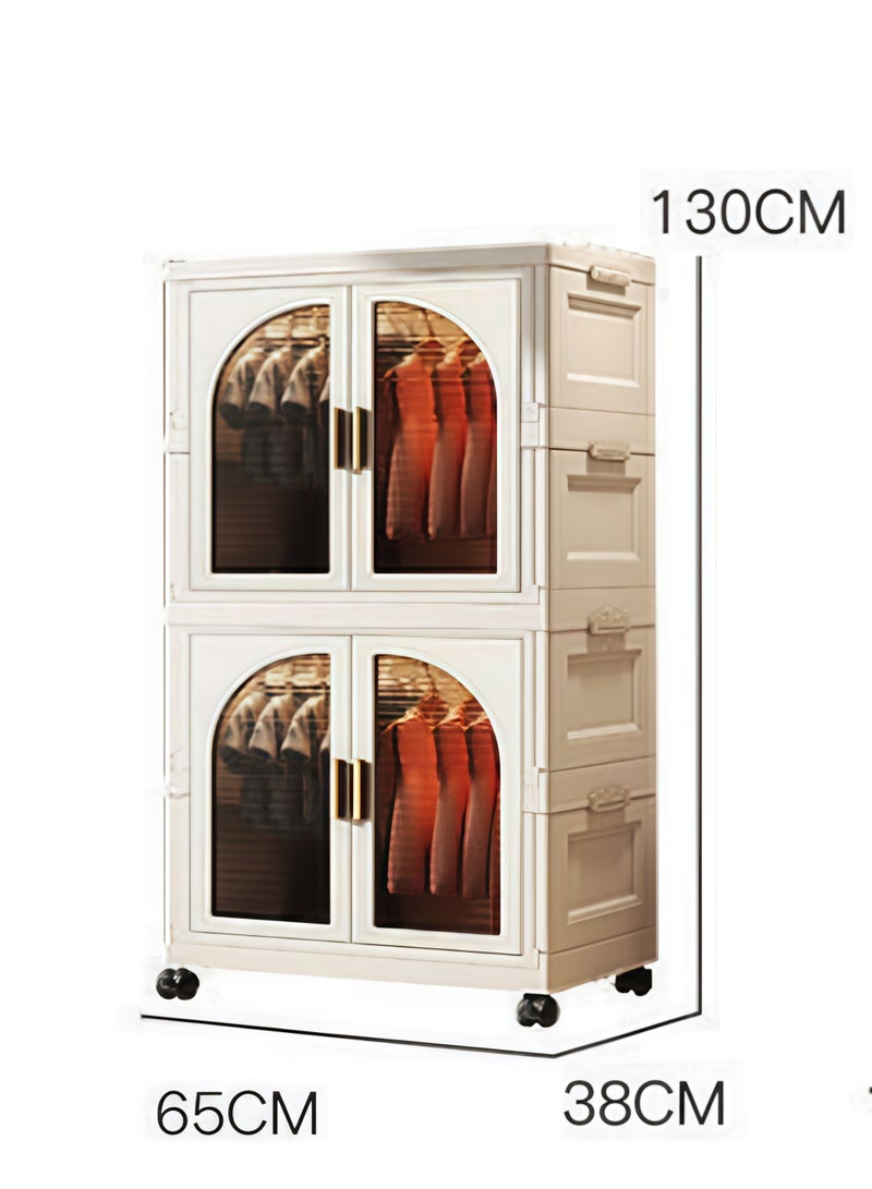 خزانة ملابس للأطفال، متعددة الوظائف وسعة كبيرة، ارتفاع قابل للتعديل، خزانة تخزين قابلة للتوسيع مع حجرات تخزين، مناسبة لغرف نوم الأولاد والبنات. - Image 2