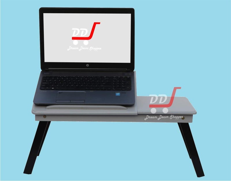 DDS Dream Decor Shoppee Portable Laptop Table Adjustable Height with 1 Drawer (Grey) - Image 3
