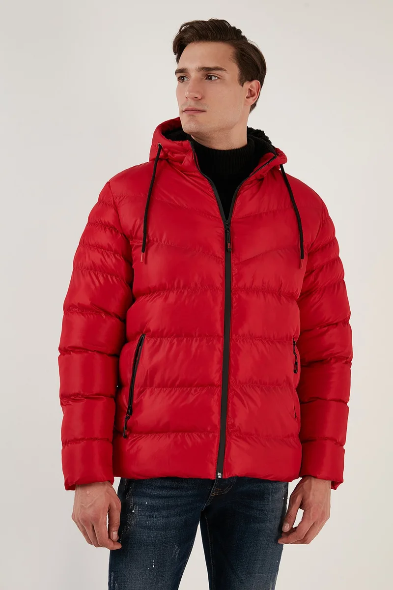 Buratti Plush Lined Hooded Zippered Slim Fit Puffer Coat Men's Coat 5762010