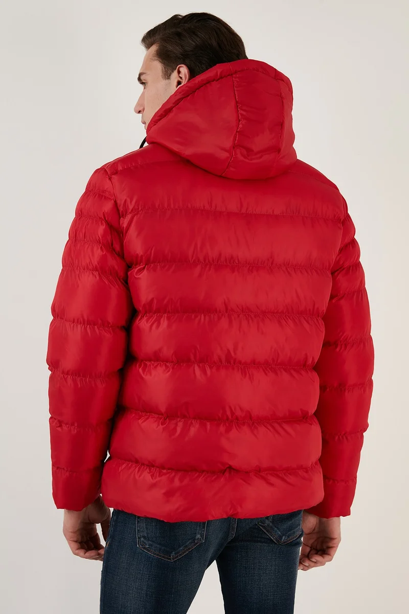 Buratti Plush Lined Hooded Zippered Slim Fit Puffer Coat Men's Coat 5762010