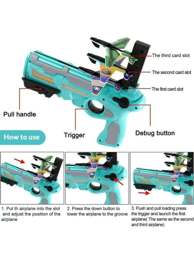 Flying Airplane Launcher Toy with Foam Planes, Air Battle Gun Shooting Game for Kids, Outdoor Ejector Plane Toy Gift for Boys & Girls - Image 2