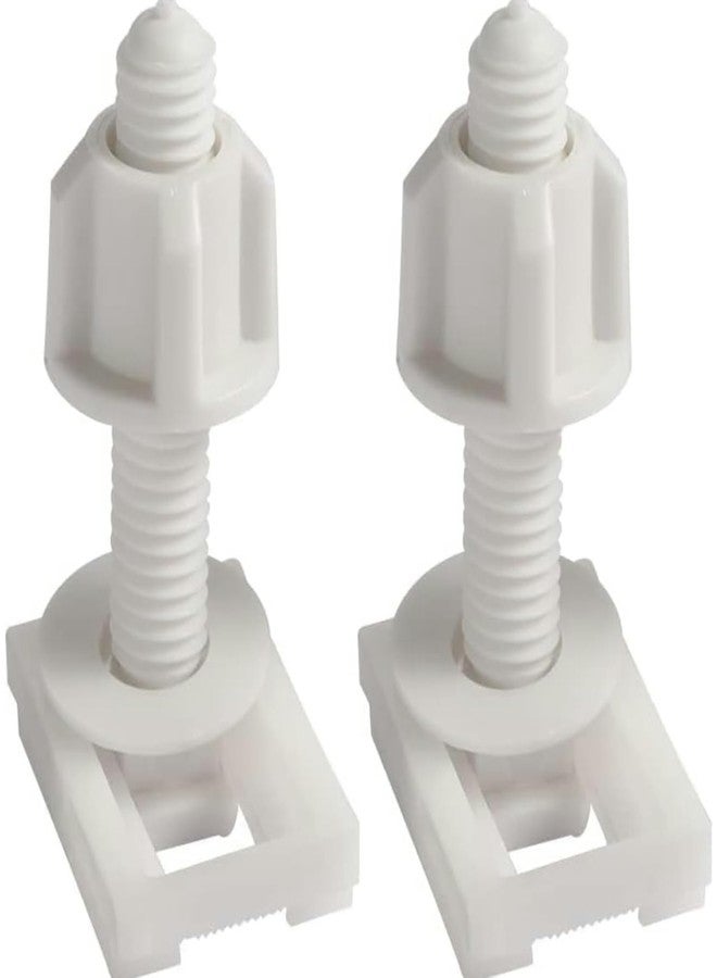 Tnyvm 2Pcs White Plastic Toilet Seat Screws and Nuts with Washers, Universal Hinges Toilet lid Fastener Parts Kit, Hinge Bolts Screws Replacement Parts for Mounting Toilet Lid, Toilet Seat Accessories - Image 1